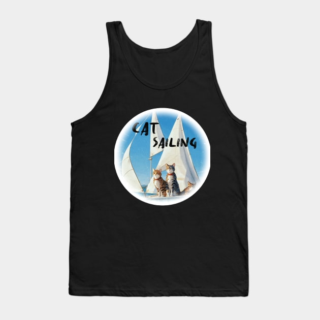 Cat Sailing Tank Top by LycheeDesign